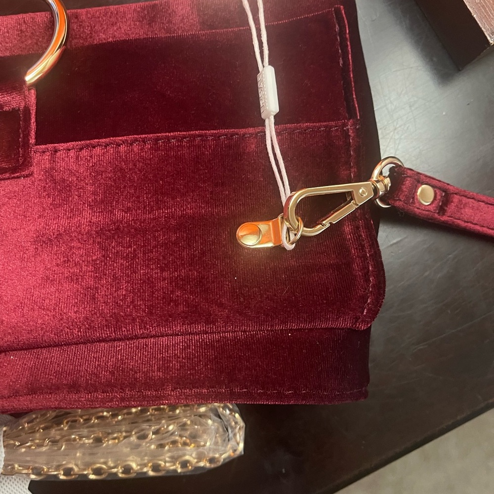 Urban Expressions Burgundy Velvet Purse (detachable strap) Certified Vegan - Picture 9 of 9